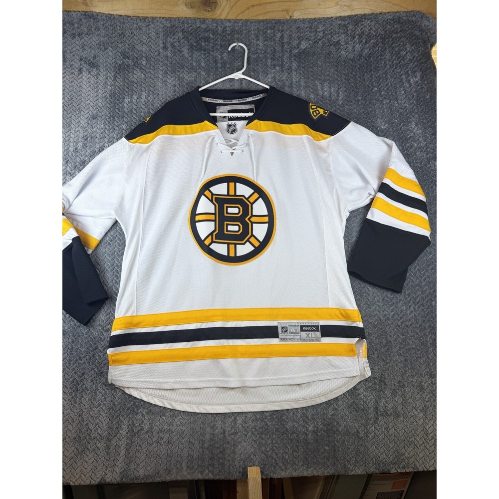 Boston Bruins Hockey Jersey Mens XL White Reebok NHL Mesh High Low Hem 7185A 15